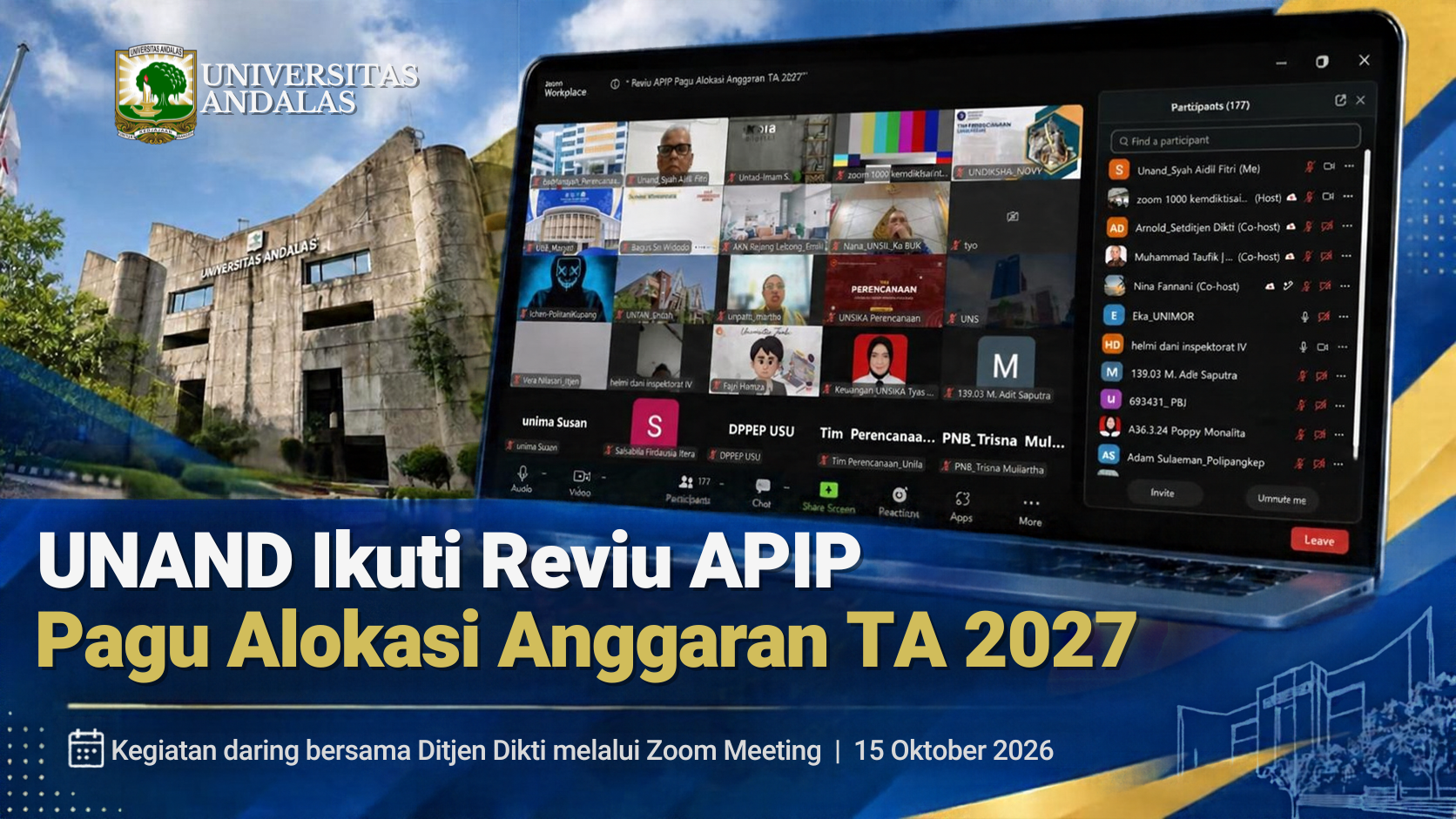 Ditrenbang UNAND Ikuti Kick Off Reviu APIP Pagu Alokasi Anggaran TA 2027
